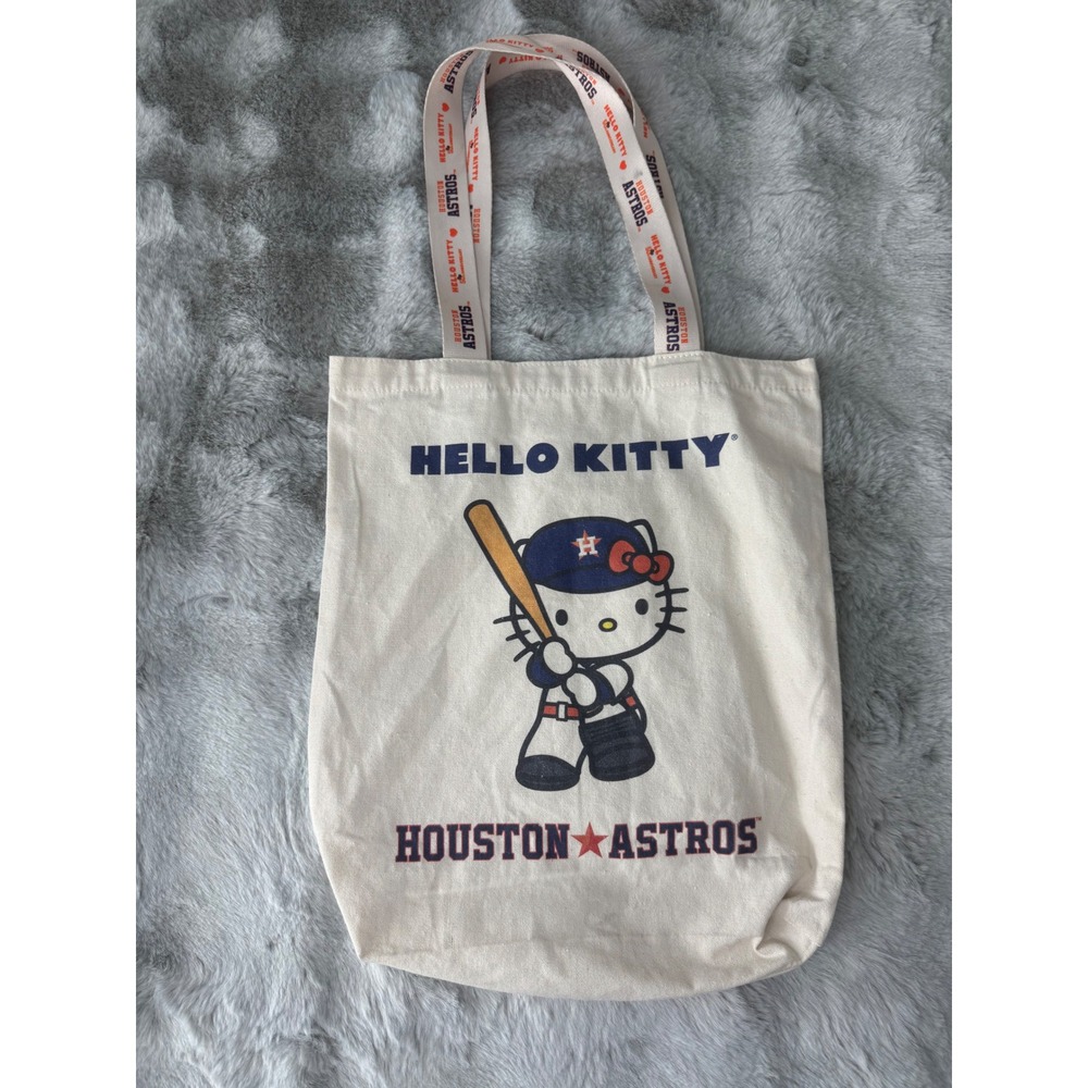 Houston Astros Hello Kitty Canvas Sanrio MLB Baseball Cream Shoulder Bag-0727